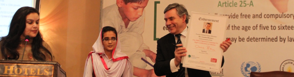 Gordon Brown endorsing One Million Signature campaign for Right to Education